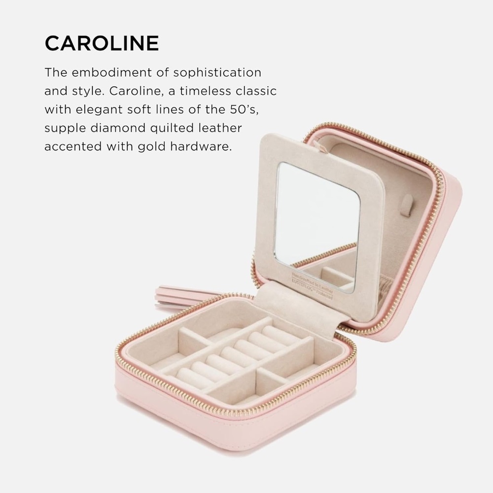 BRAND NEW WITH TAGS - WOLF CAROLINE Rose Quart Jewelry Travel Case